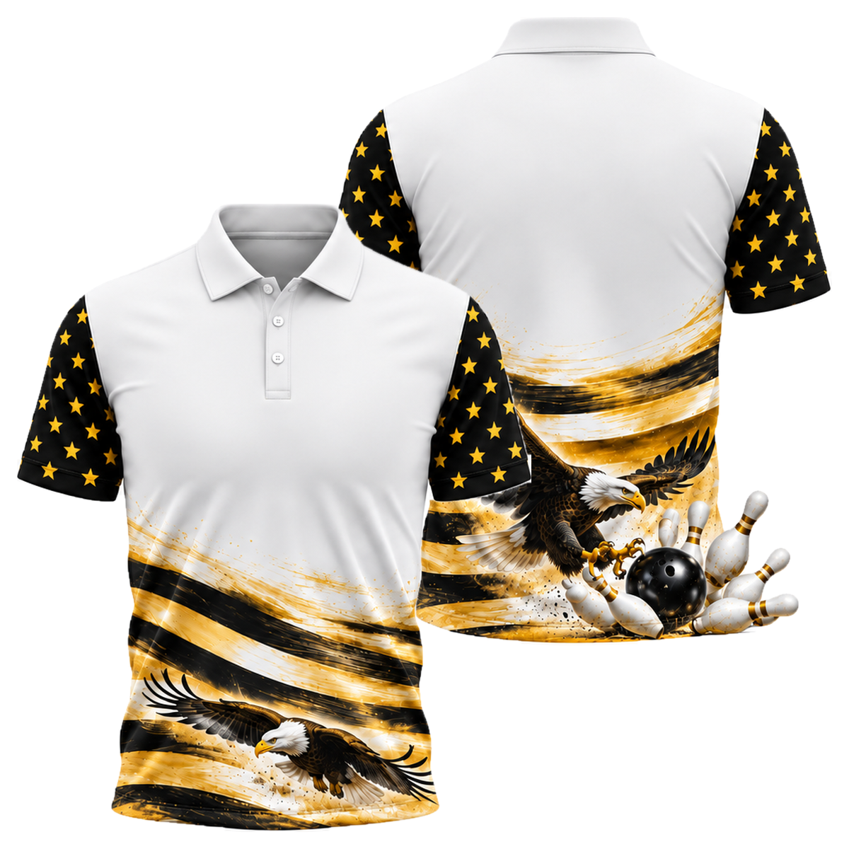 Low Glide Eagle Unisex Polo in Black & Gold