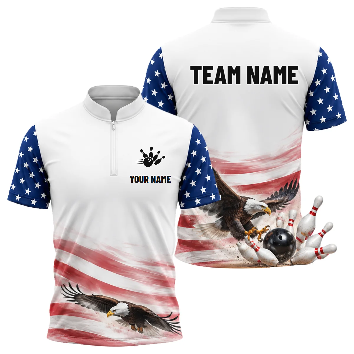 Low Glide Eagle custom bowling shirt personalized with name and team name