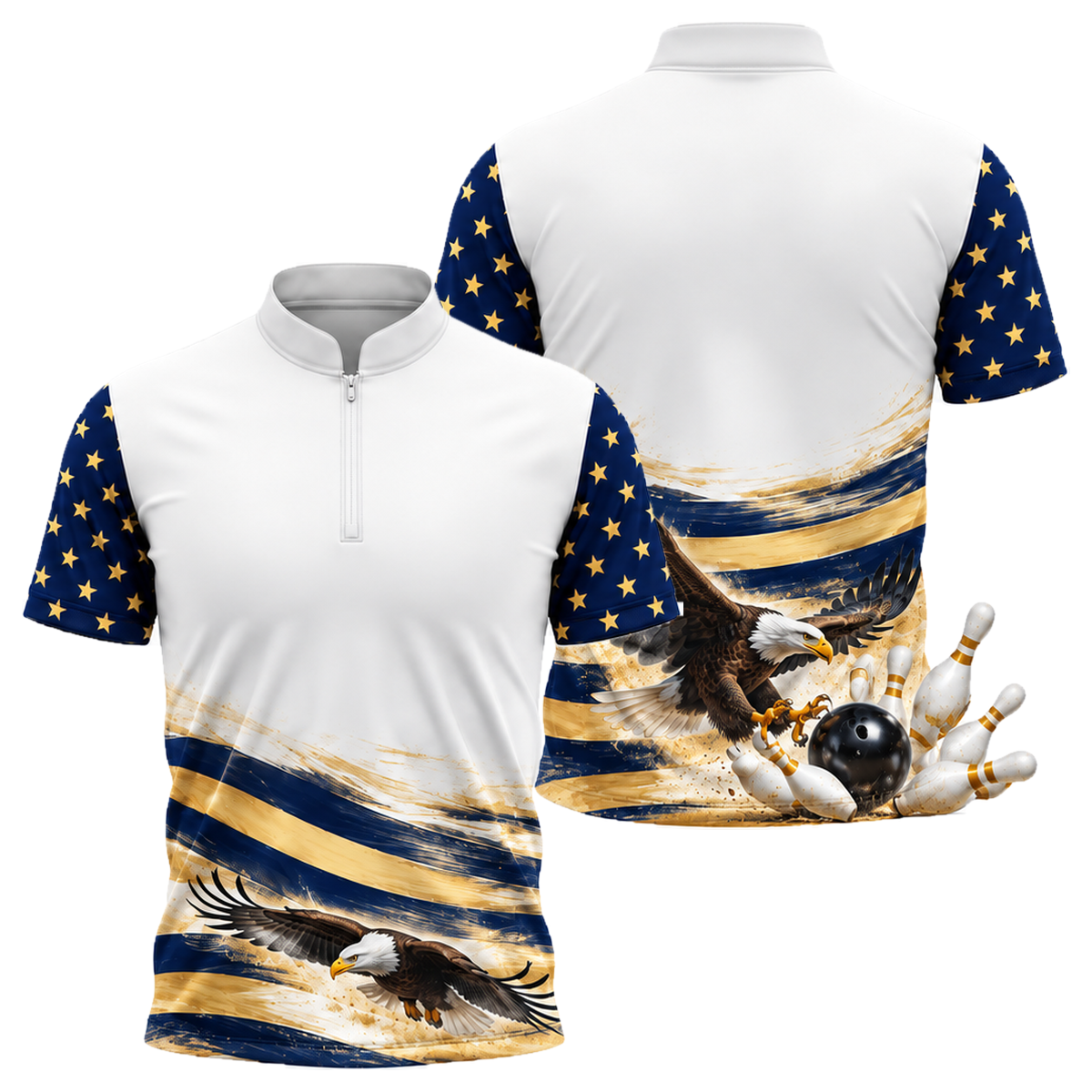 Low Glide Eagle Bowling Jersey in Navy & Gold