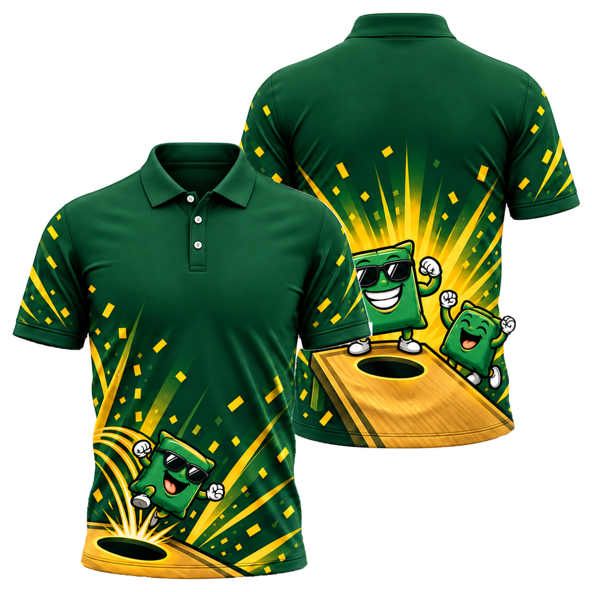 Bag Boss Unisex Polo in Green & Gold