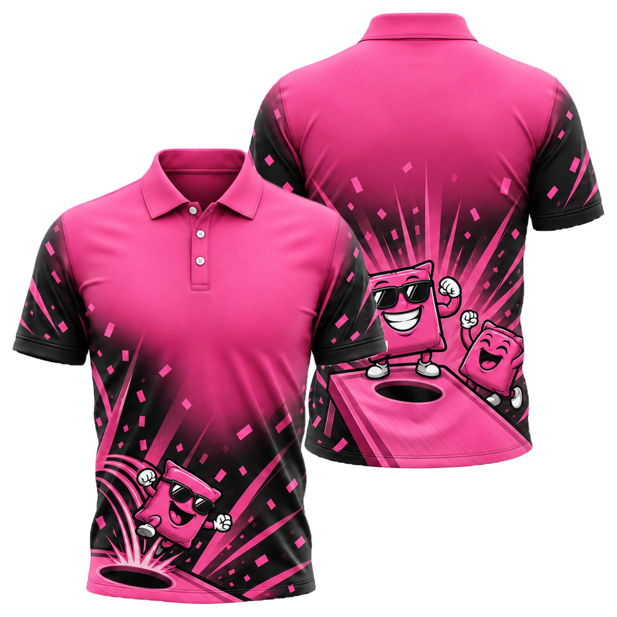 Bag Boss Unisex Polo in Pink & Black