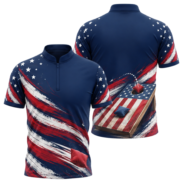 Stars & Bags Cornhole Jersey in Royal & White
