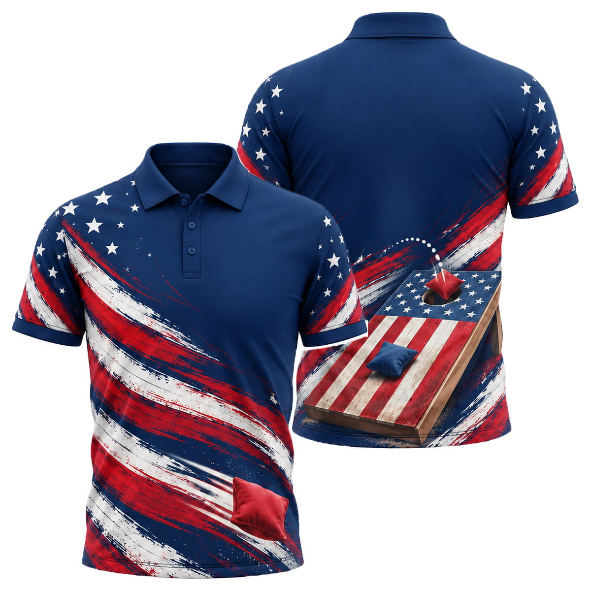 Stars & Bags Unisex Polo in Royal & White