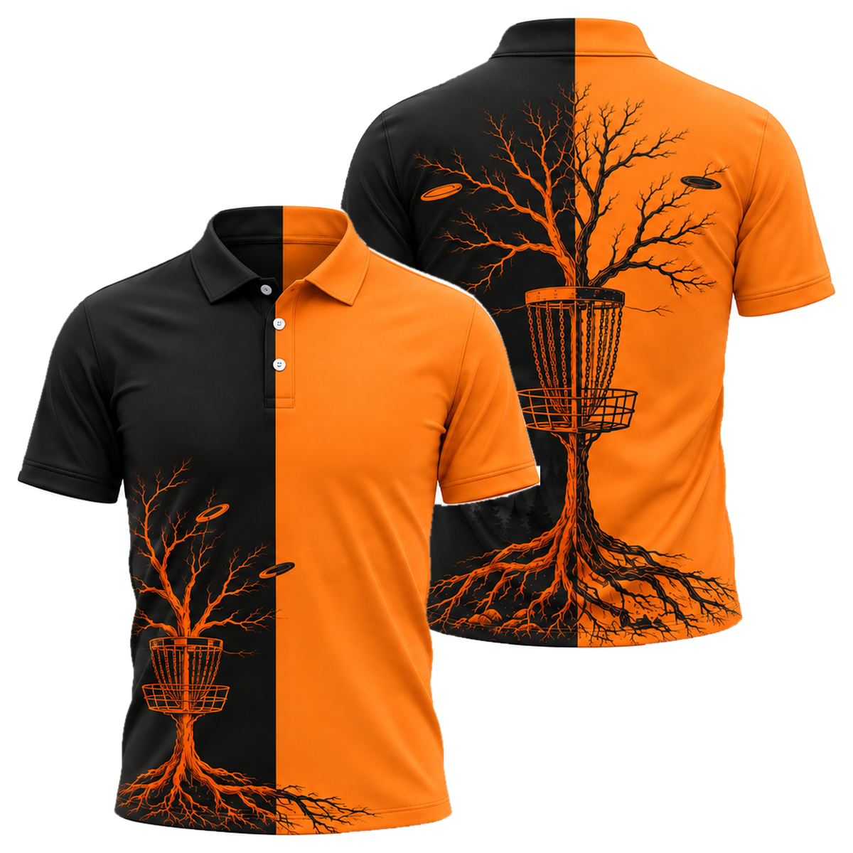 Rooted Basket Unisex Polo in Orange & Black