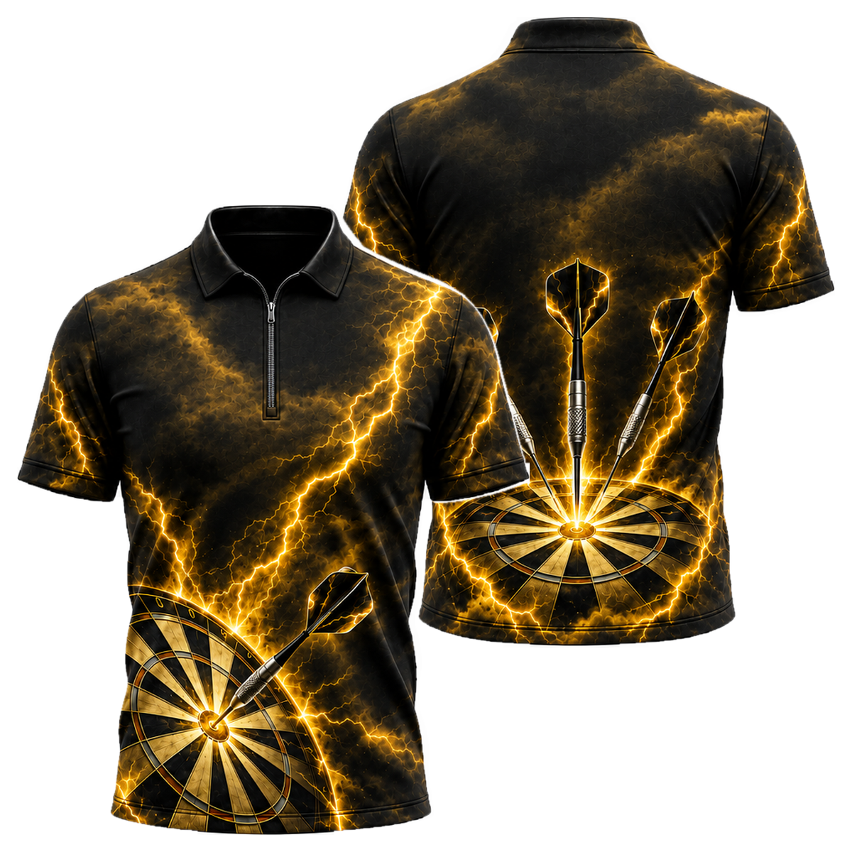 Storm Bullseye Quarter-Zip Polo in Black & Gold