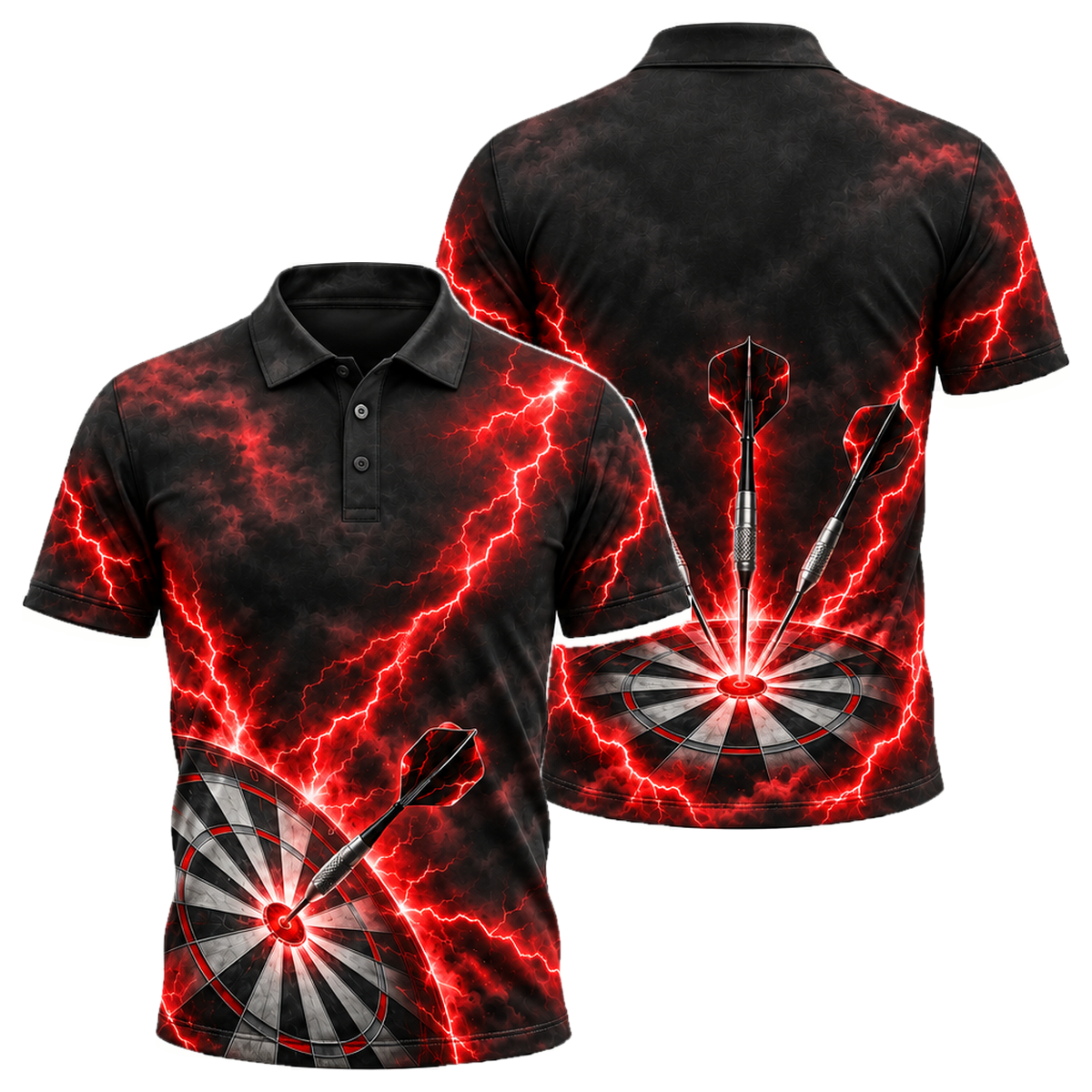 Storm Bullseye Unisex Polo in Black & Red