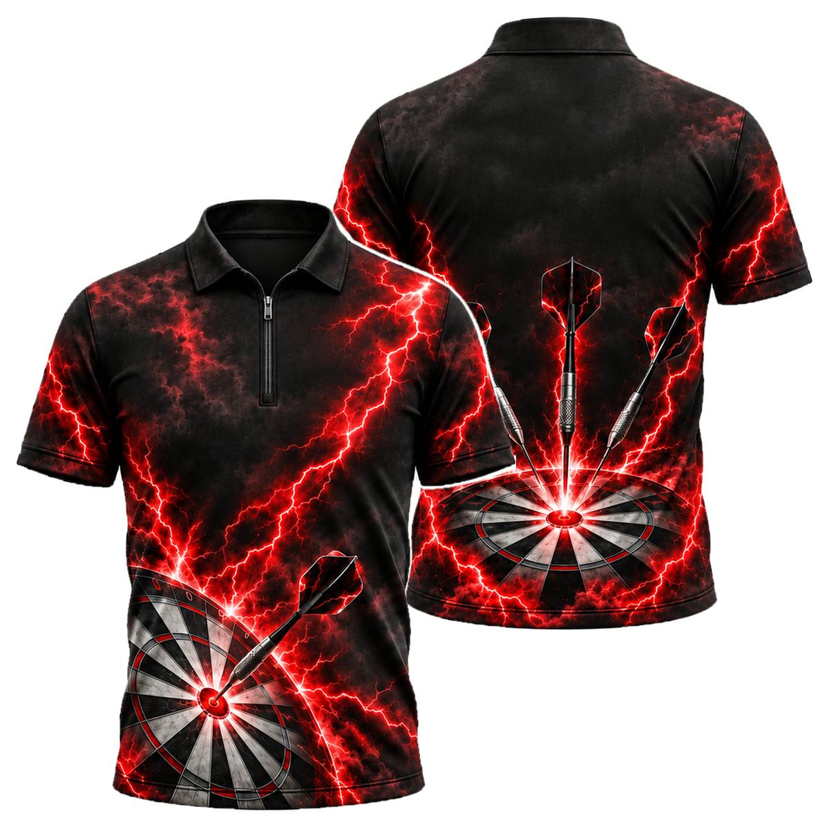 Storm Bullseye Quarter-Zip Polo in Black & Red