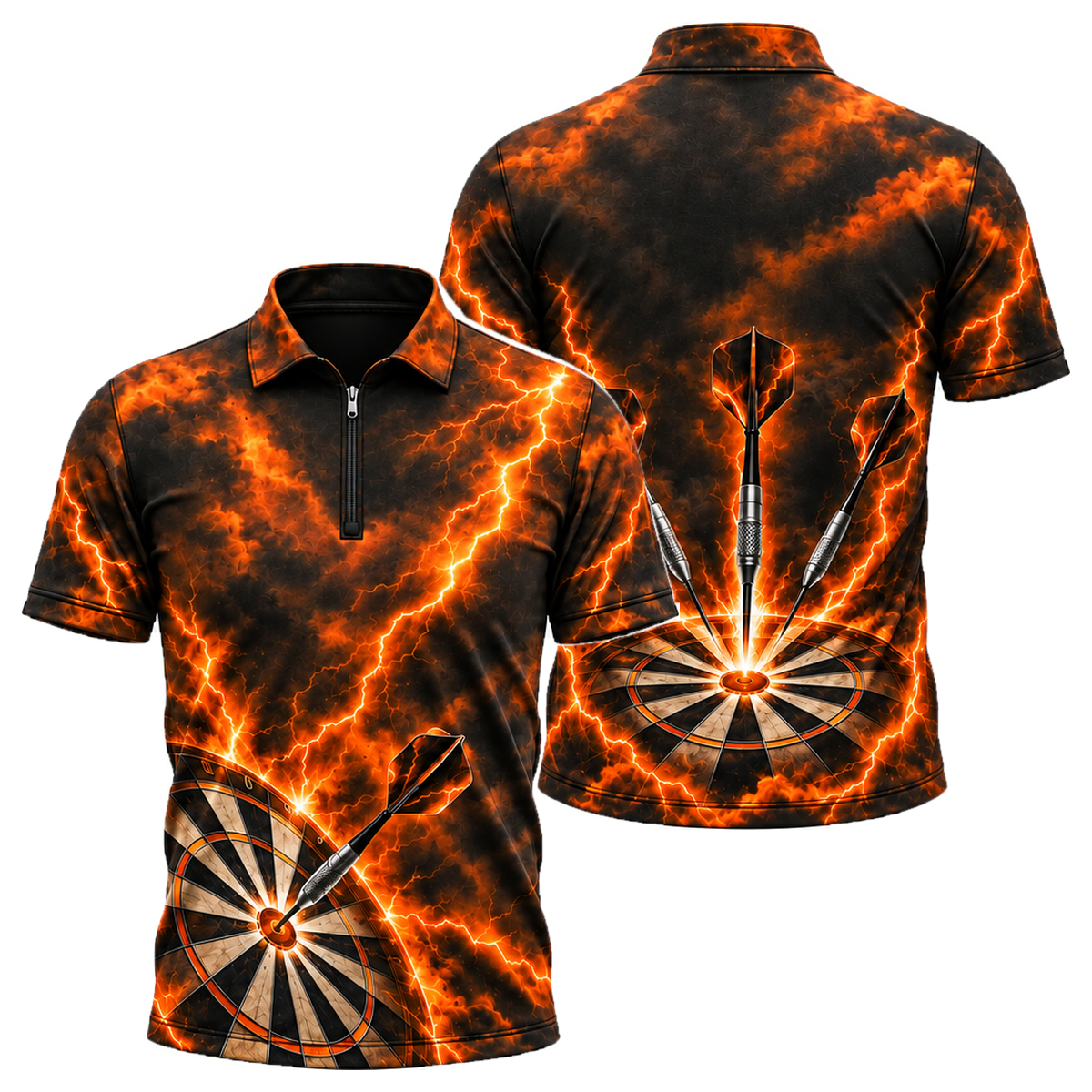 Storm Bullseye Quarter-Zip Polo in Orange & Black