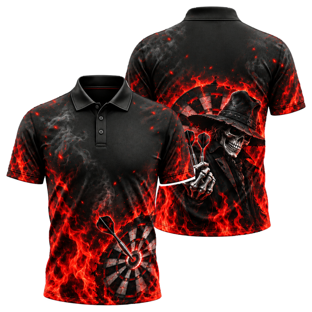 Outlaw Bullseye Unisex Polo in Black & Red