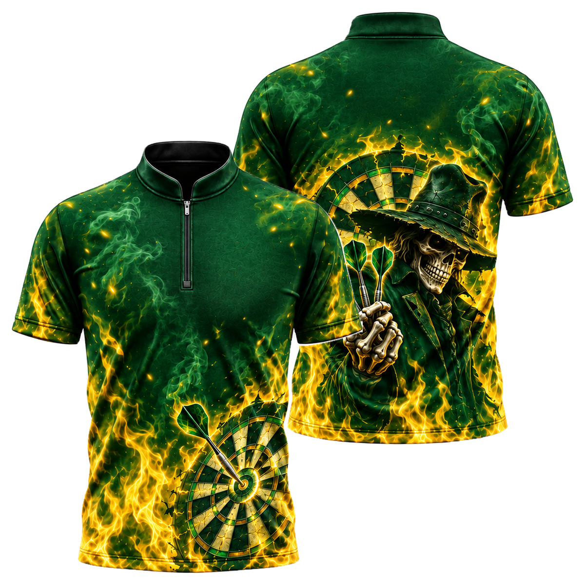 Outlaw Bullseye Darts Jersey in Green & Gold
