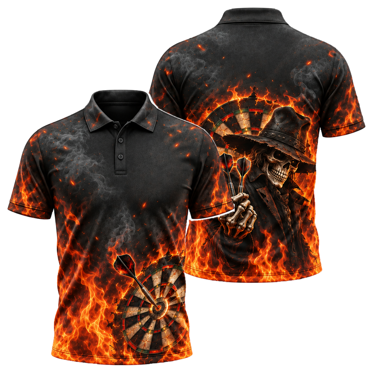 Outlaw Bullseye Unisex Polo in Orange & Black
