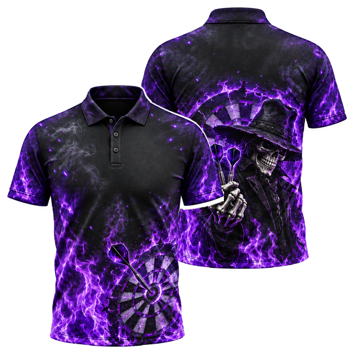 Outlaw Bullseye Unisex Polo in Purple & Black