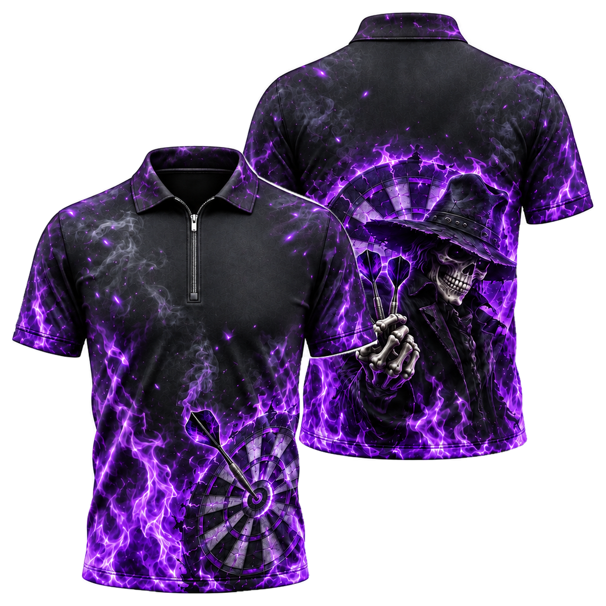 Outlaw Bullseye Quarter-Zip Polo in Purple & Black