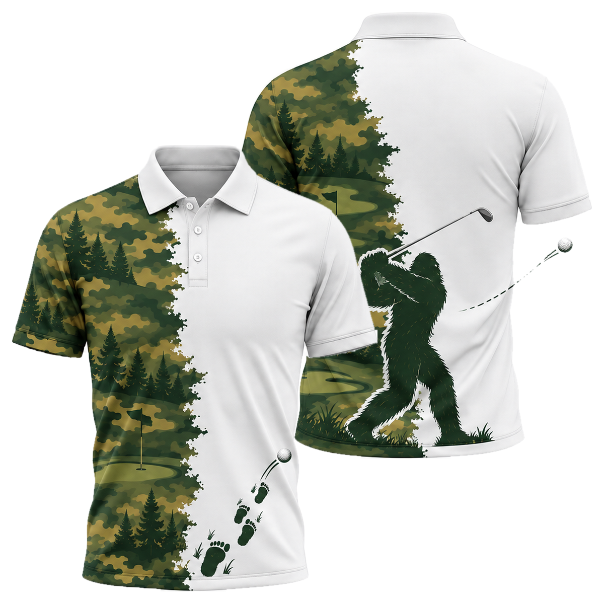 Bigfoot Fairway Unisex Polo in Green & Gold