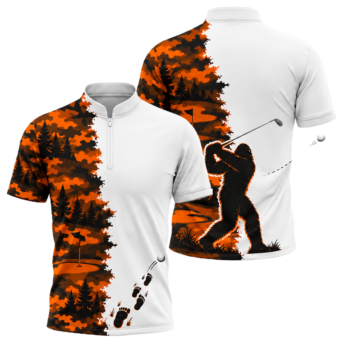 Bigfoot Fairway Golf Jersey in Orange & Black