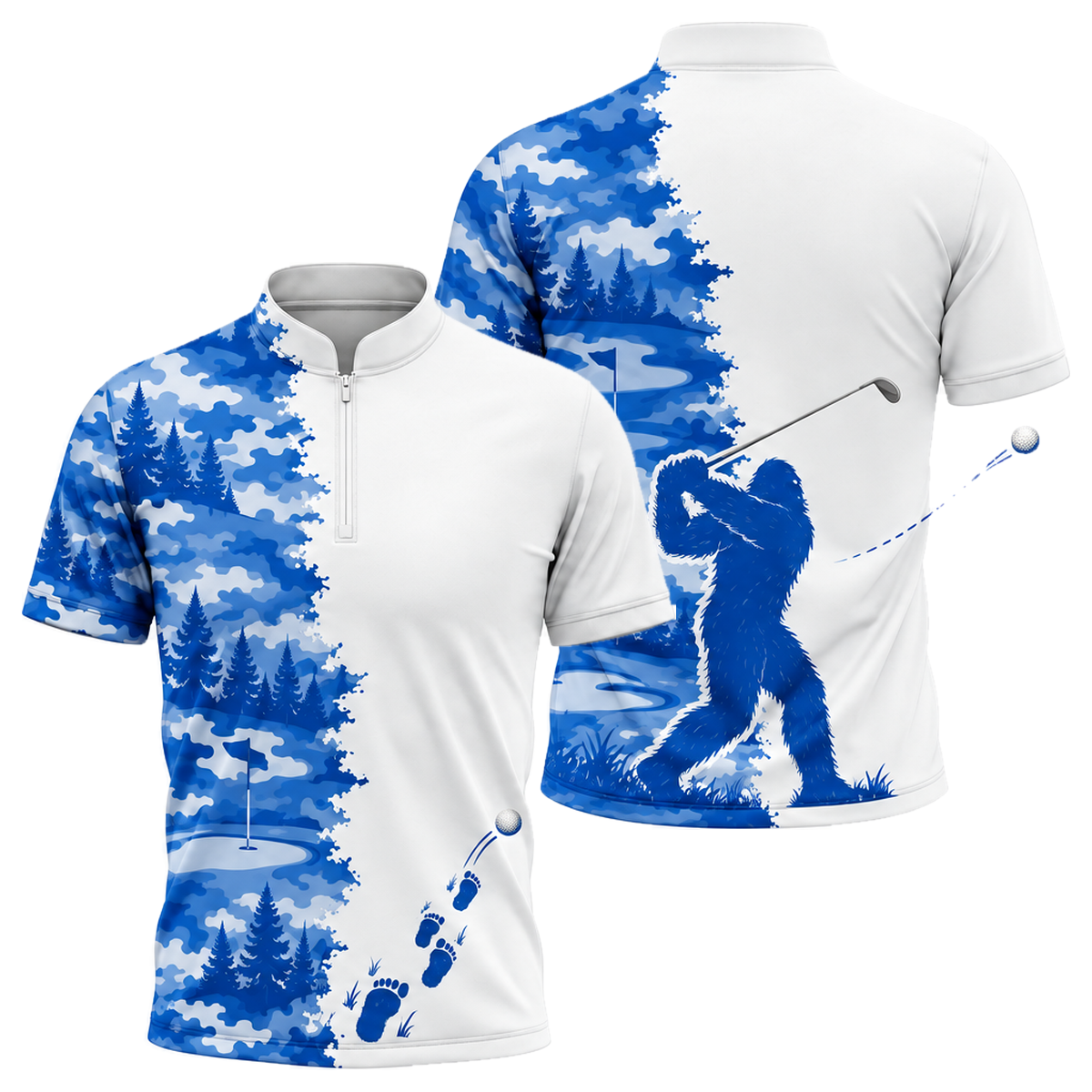 Bigfoot Fairway Golf Jersey in Royal & White