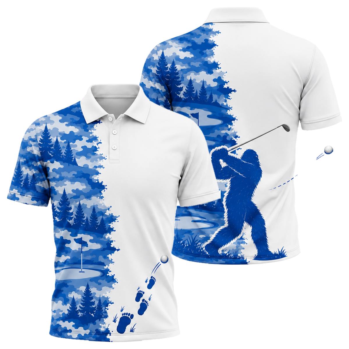 Bigfoot Fairway Unisex Polo in Royal & White