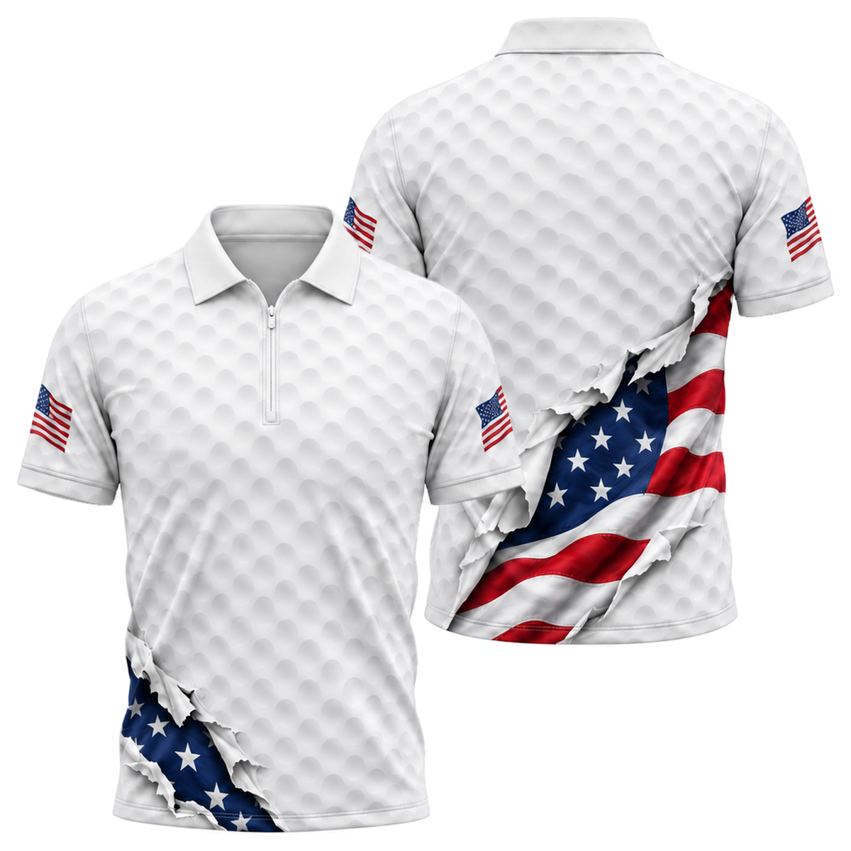 Stars on the Green Quarter-Zip Polo in Royal & White