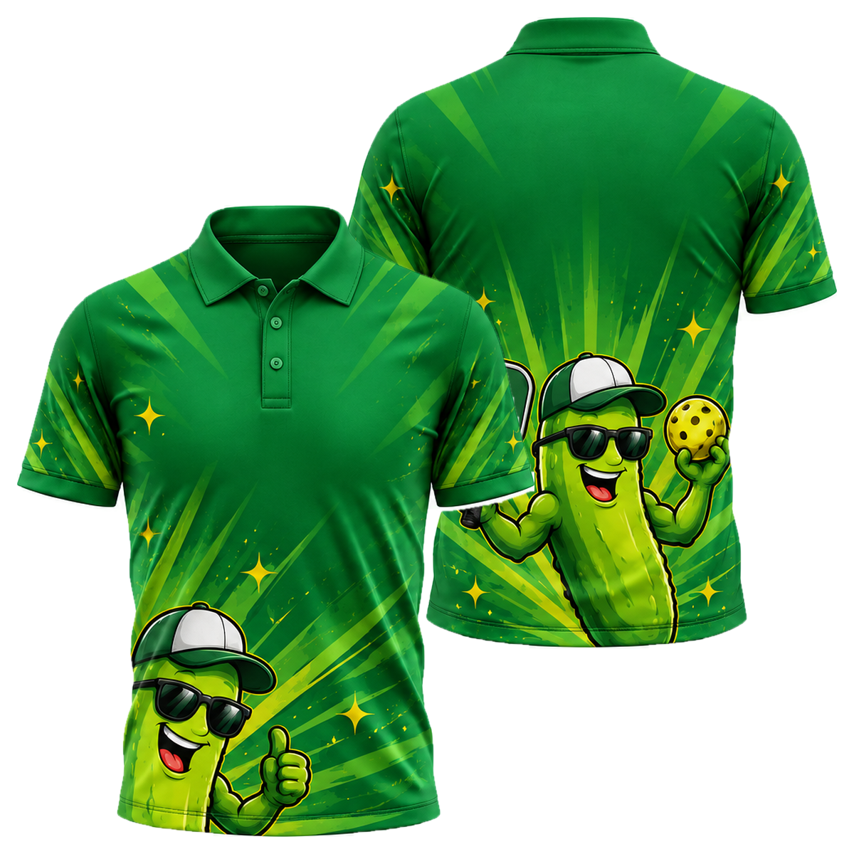 Big Dill Unisex Polo in Green & Gold