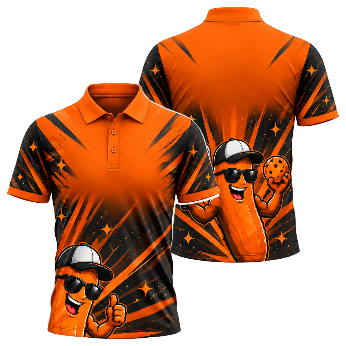 Big Dill Unisex Polo in Orange & Black
