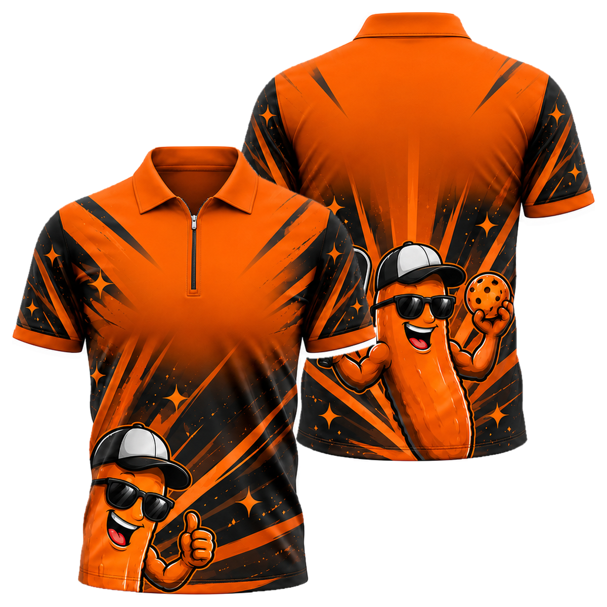 Big Dill Quarter-Zip Polo in Orange & Black