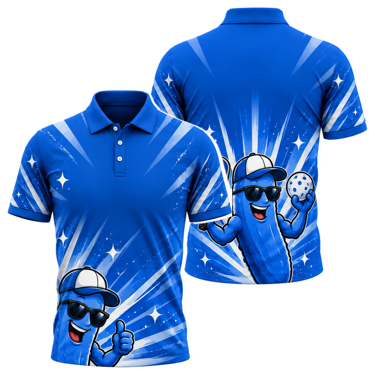 Big Dill Unisex Polo in Royal & White
