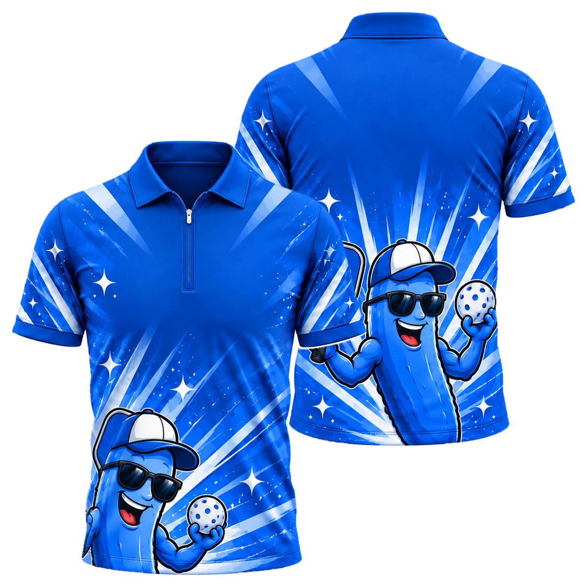 Big Dill Quarter-Zip Polo in Royal & White