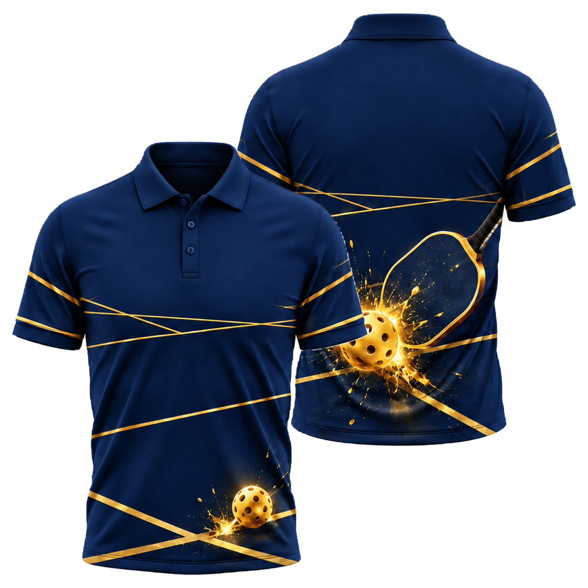 Golden Dink Unisex Polo in Navy & Gold