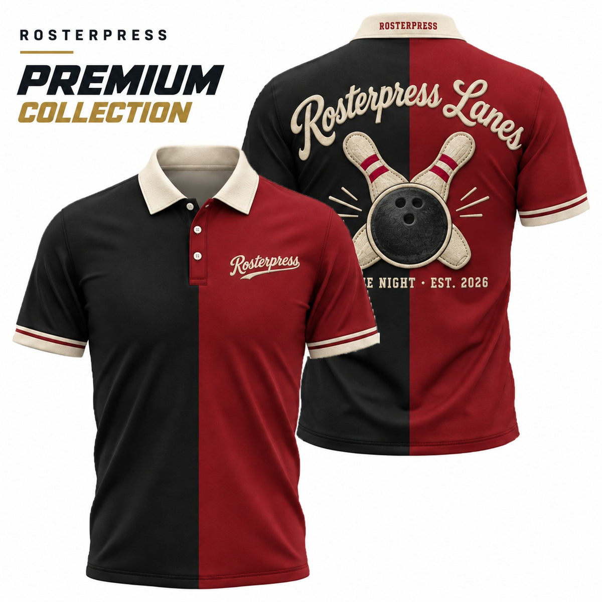 Rosterpress 1956 Two-Tone premium bowling polo