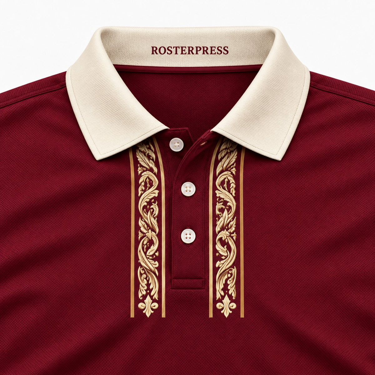 Rosterpress Bowling Club Burgundy premium bowling polo - collar