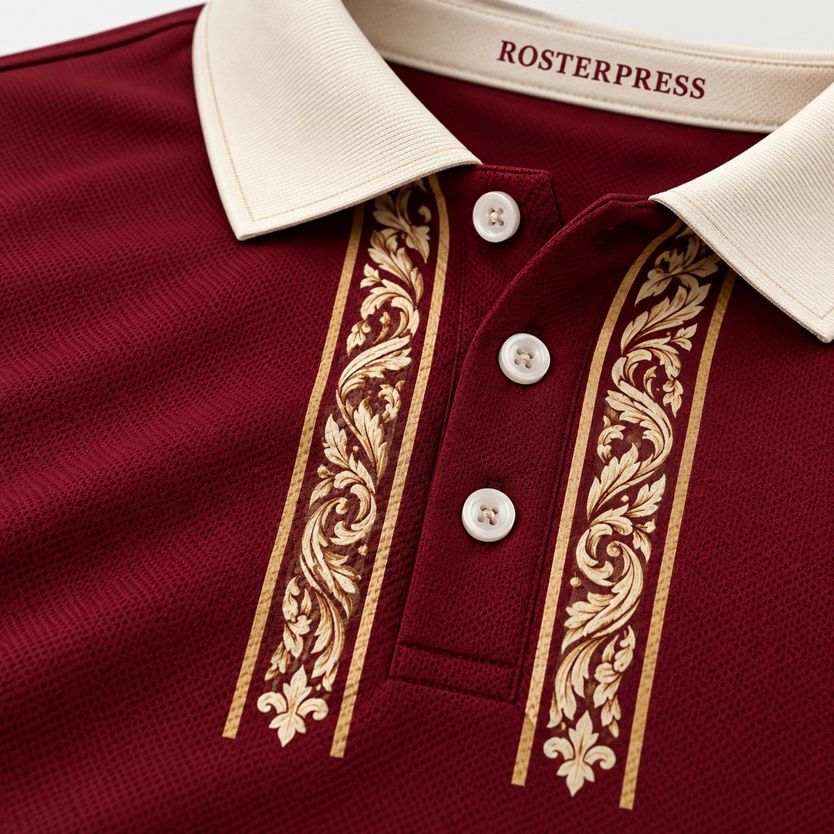 Rosterpress Bowling Club Burgundy premium bowling polo - fabric