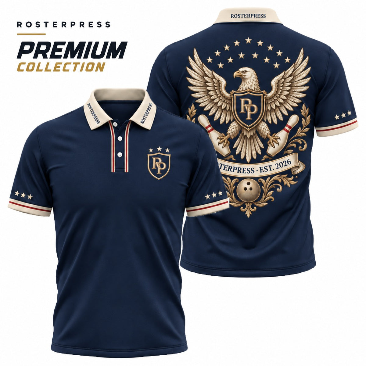 Rosterpress Eagle Heritage premium bowling polo