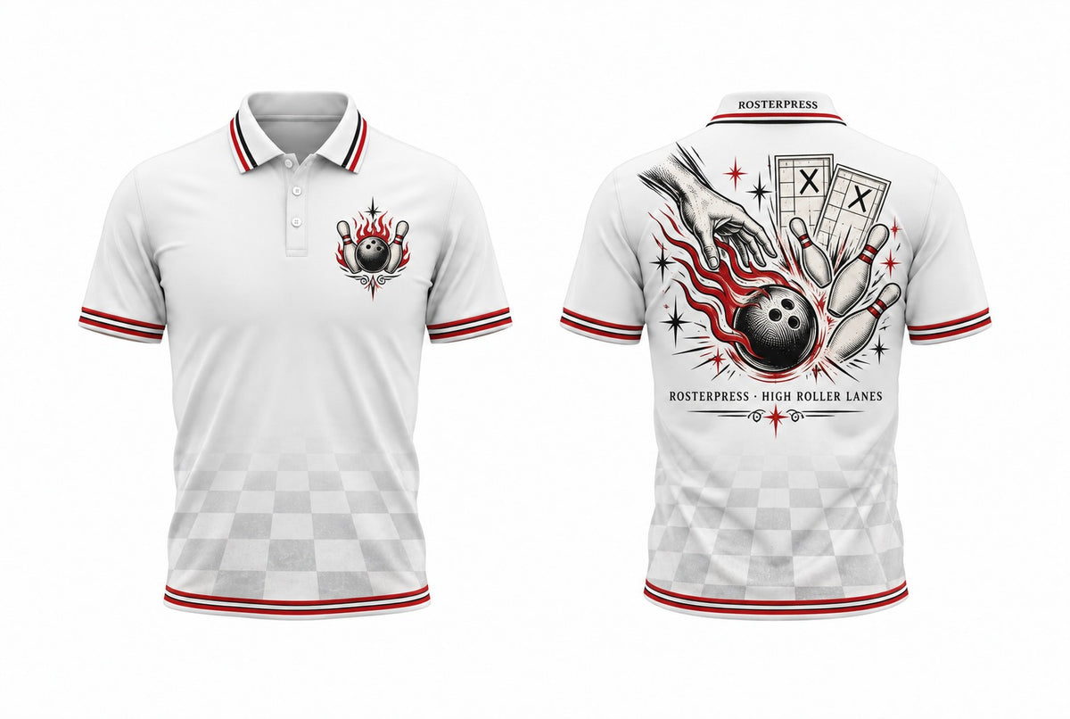 Rosterpress High Roller Lanes polo front and back