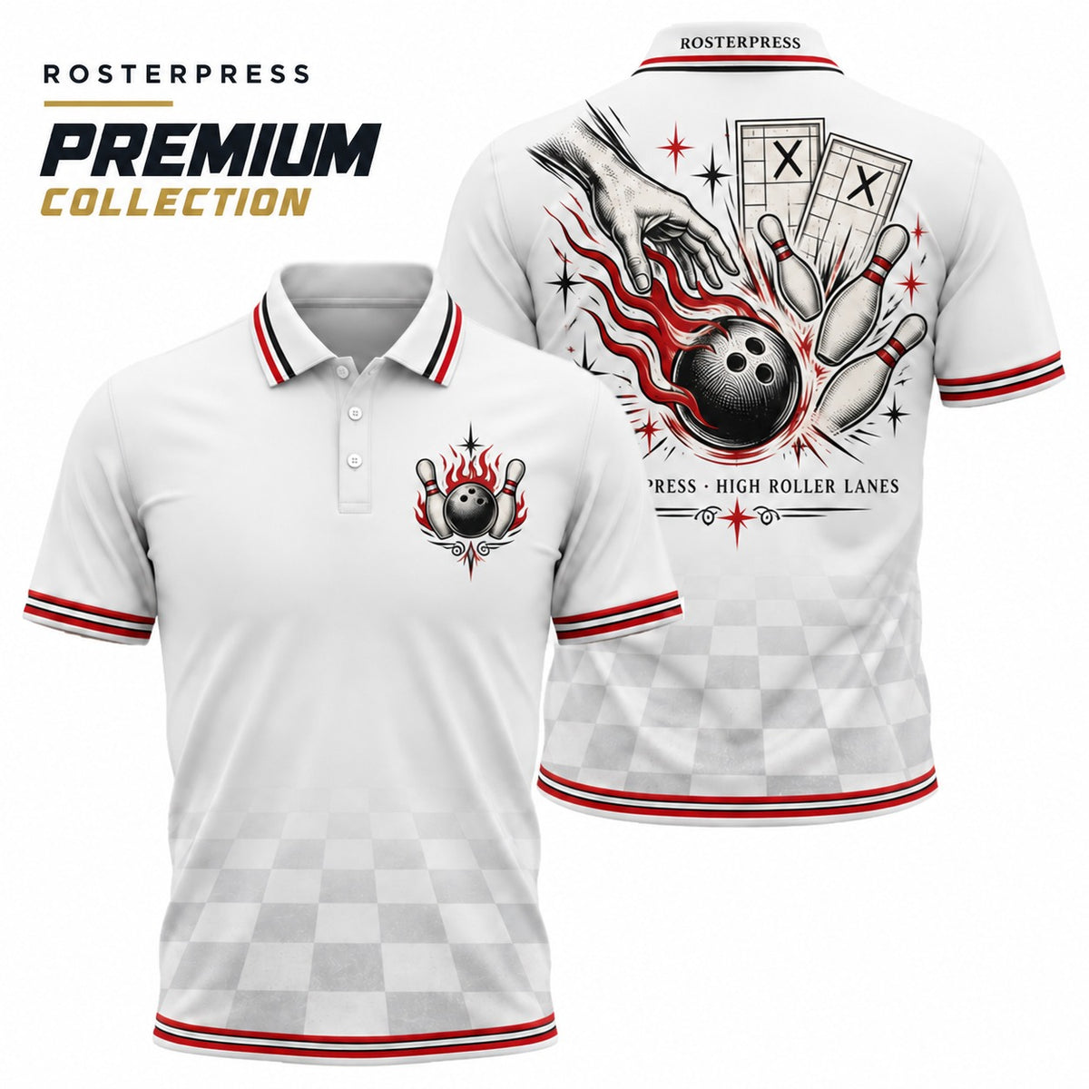 Rosterpress High Roller Lanes premium bowling polo