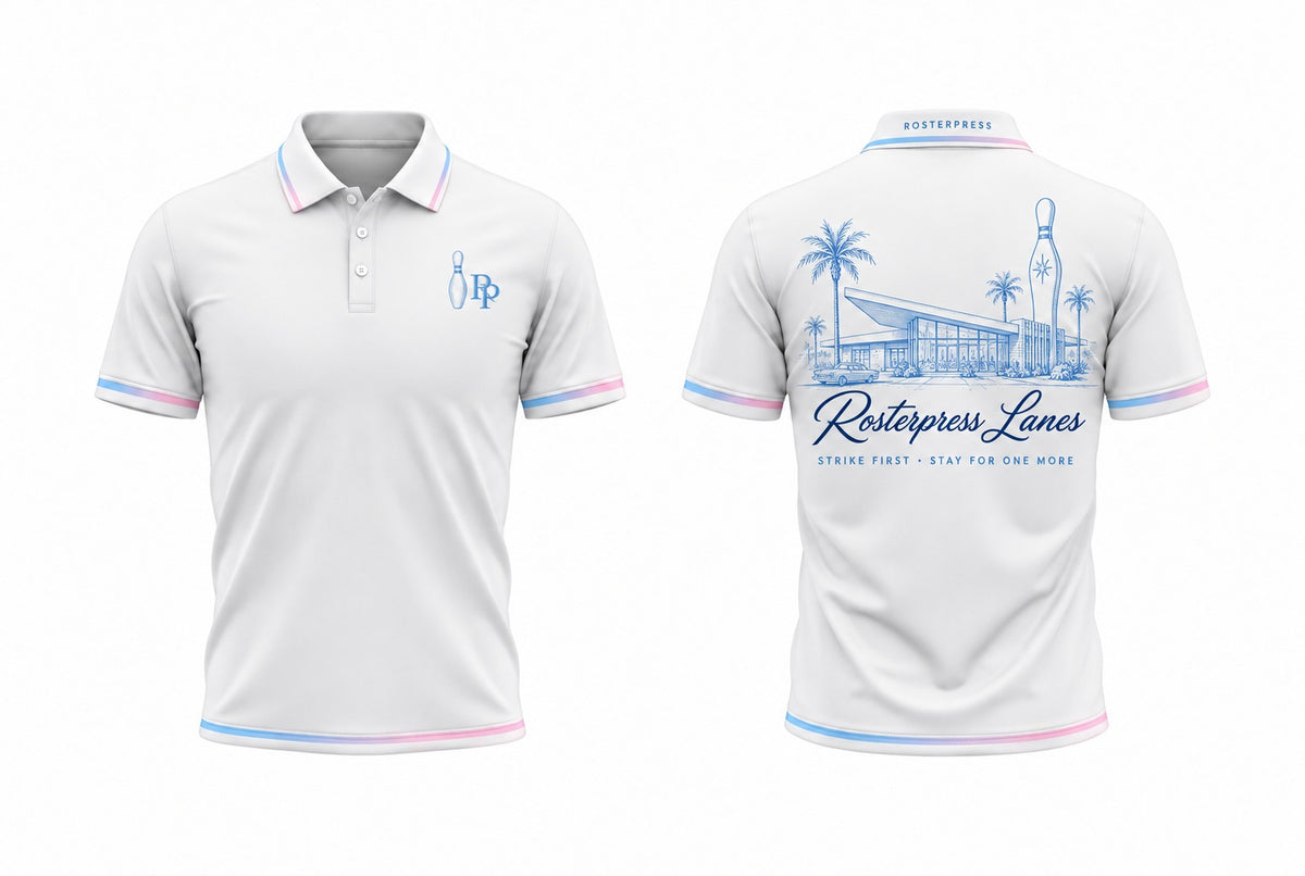 Rosterpress Lanes Club Resort polo front and back