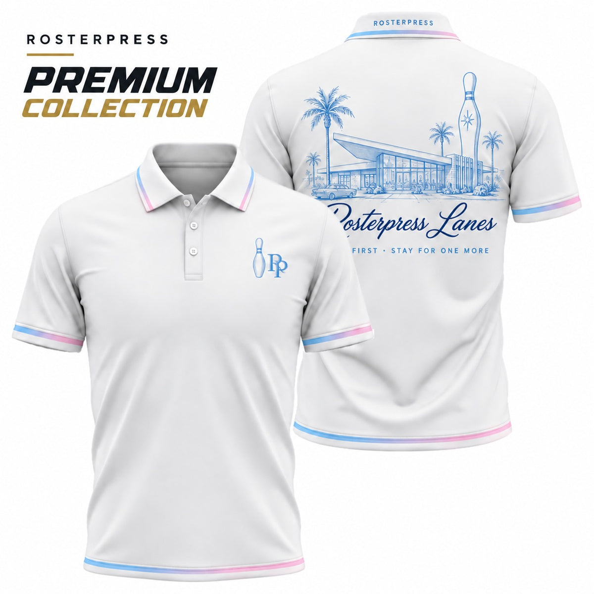 Rosterpress Lanes Club Resort premium bowling polo