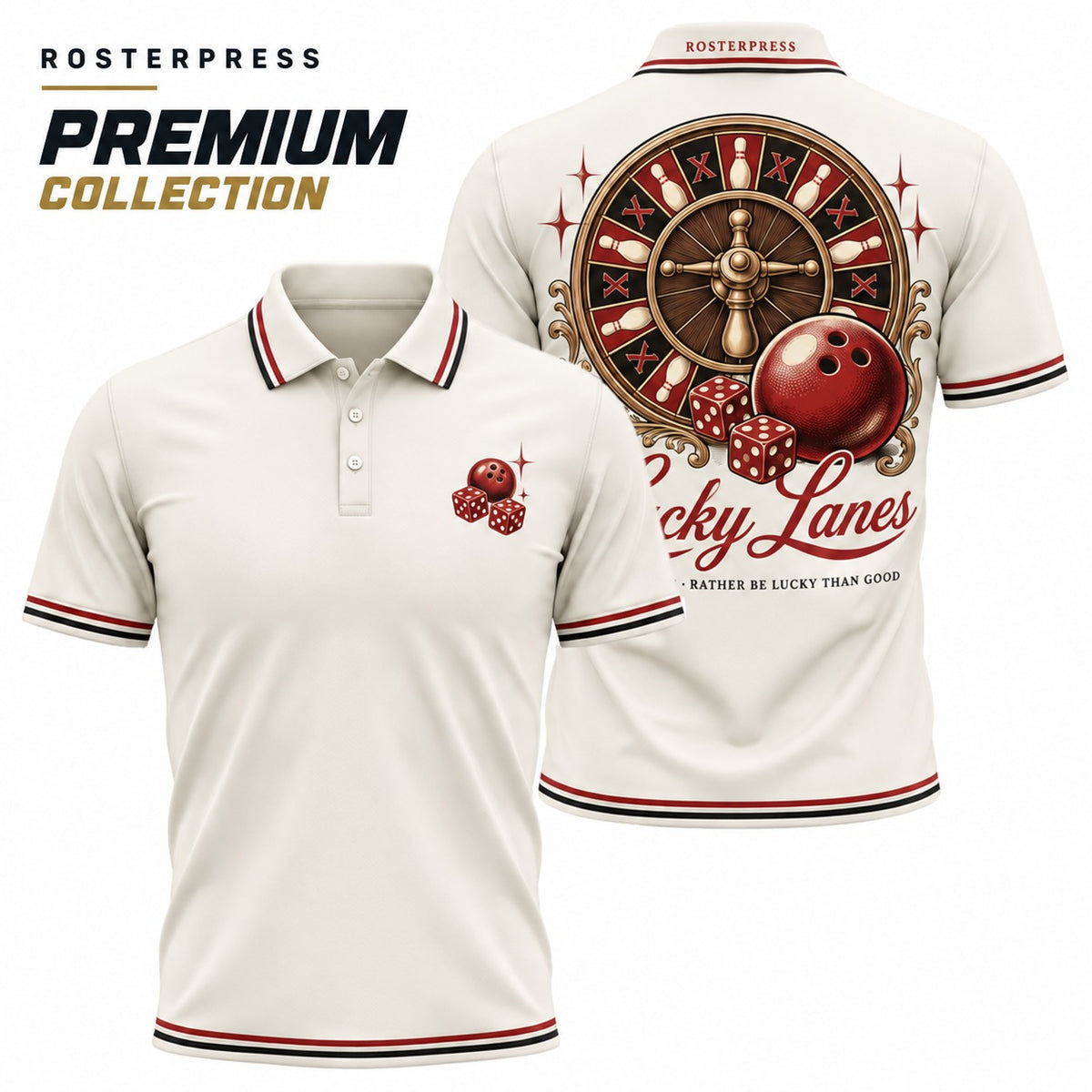 Rosterpress Lucky Lanes premium bowling polo