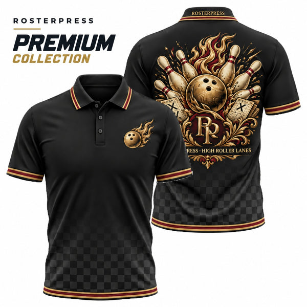 Rosterpress Midnight High Roller premium bowling polo