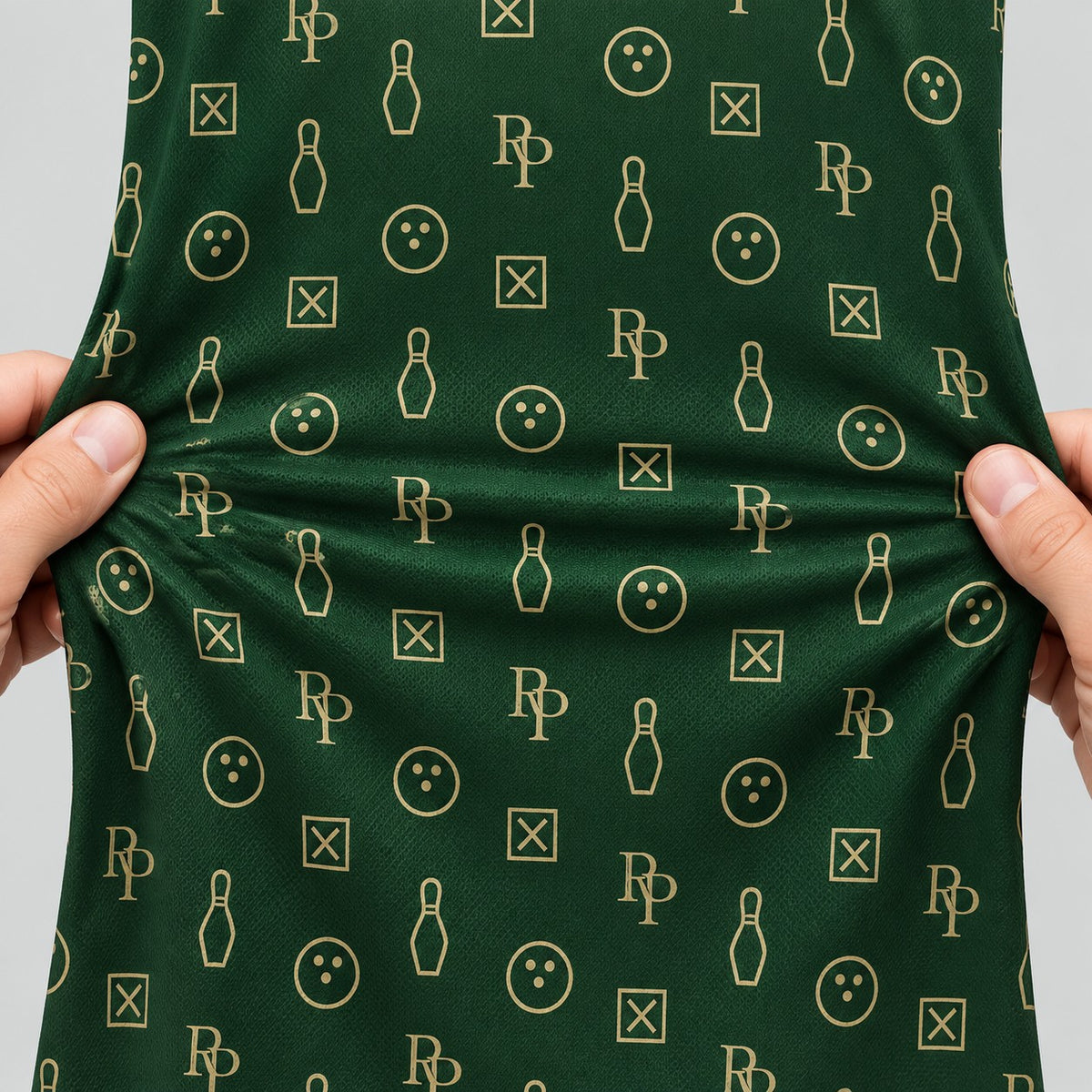Rosterpress RP Monogram Lanes Bottle Green premium bowling polo - stretch