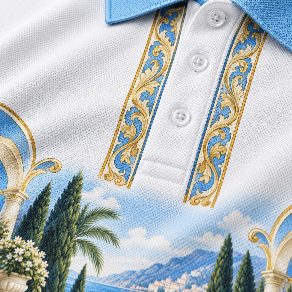 Rosterpress Riviera Club Sky Blue premium bowling polo - fabric