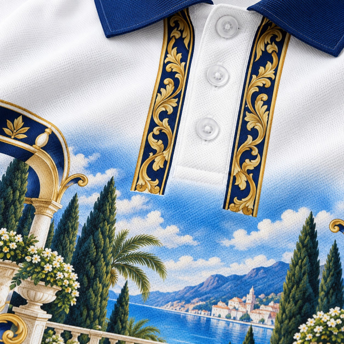 Rosterpress Riviera Club Navy premium bowling polo - fabric