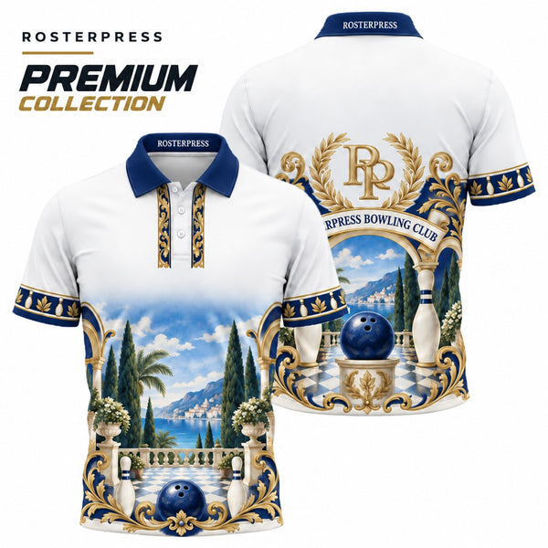 Rosterpress Riviera Club Navy premium bowling polo