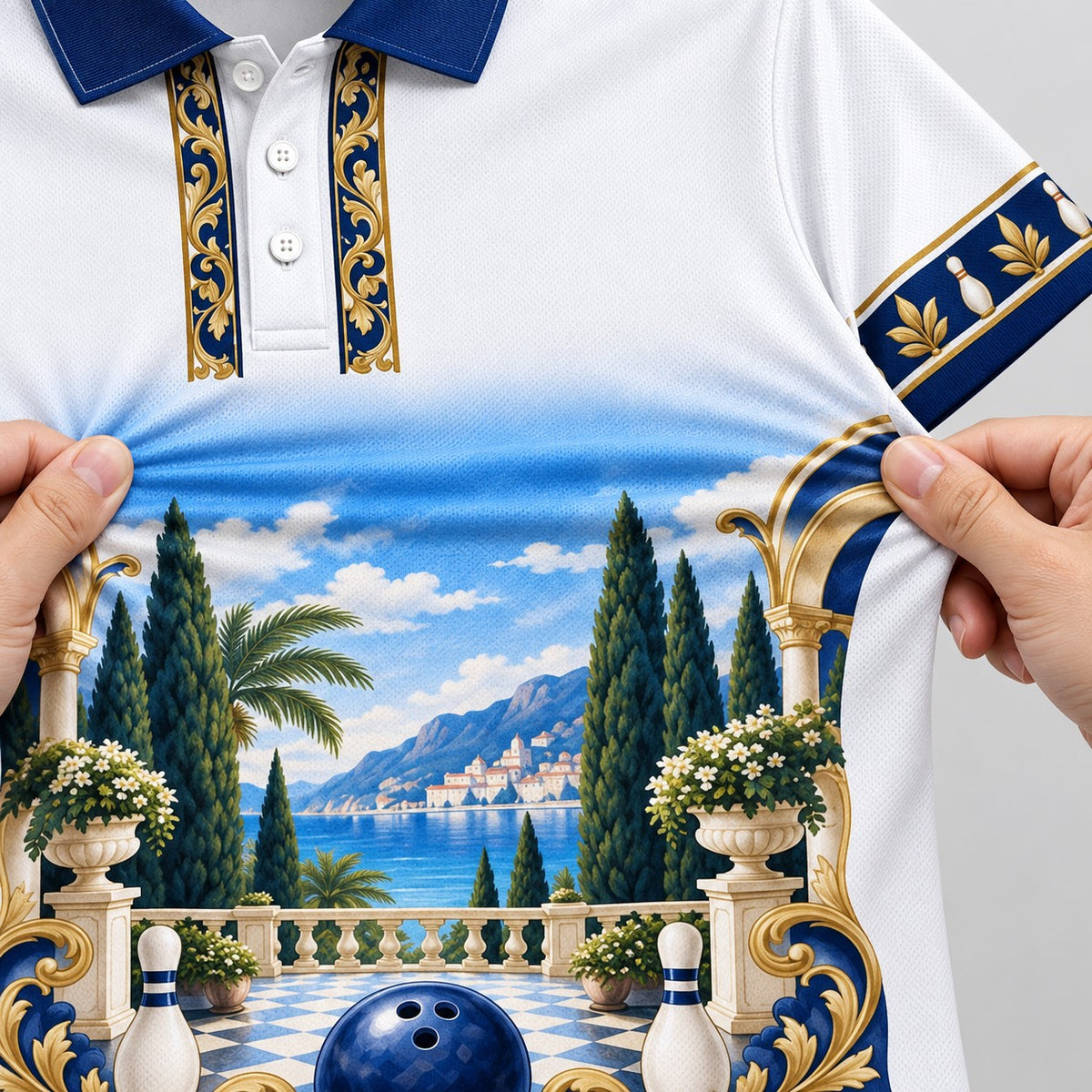 Rosterpress Riviera Club Navy premium bowling polo - stretch