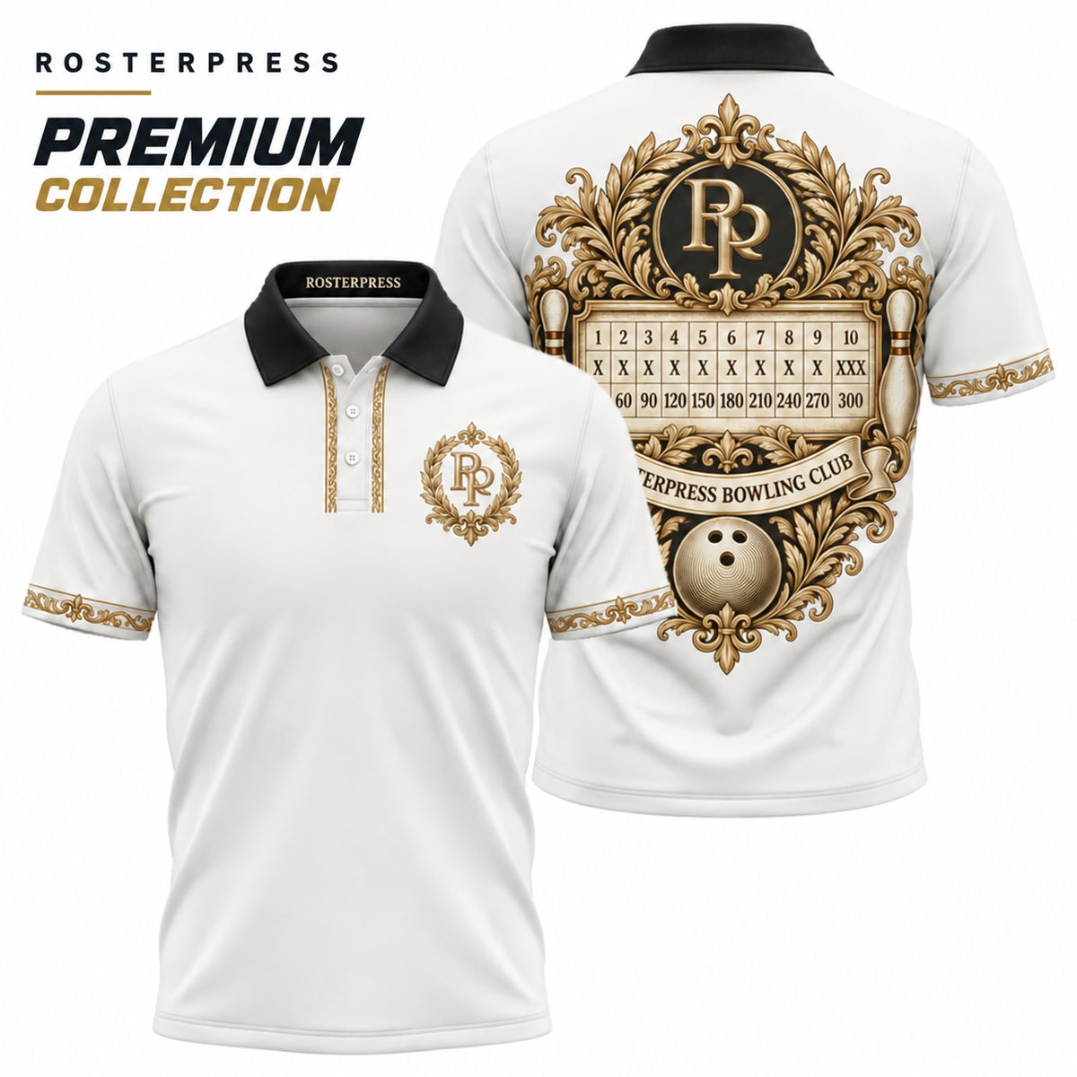 Rosterpress Scoresheet Baroque premium bowling polo