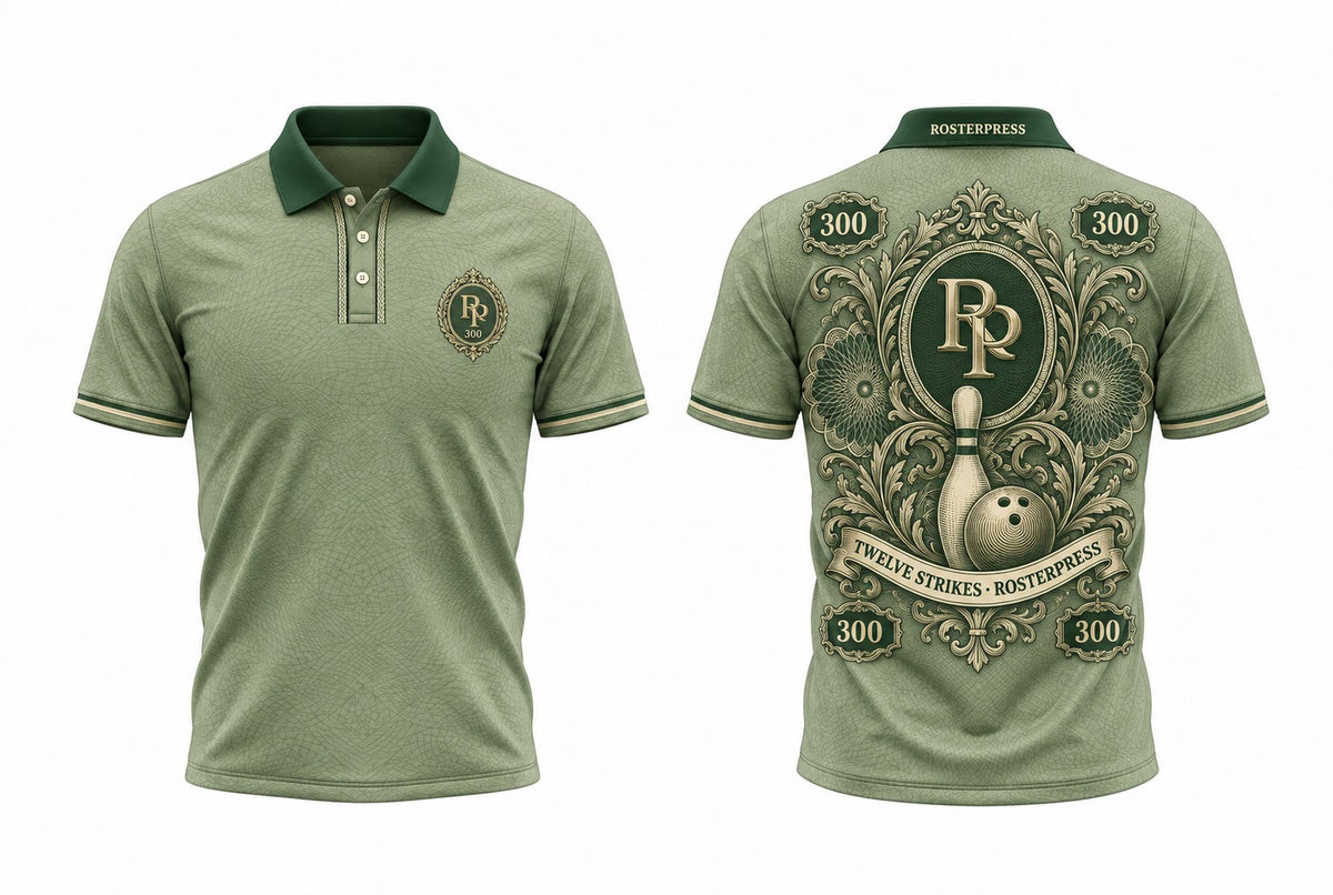 Rosterpress Twelve Strikes Note polo front and back